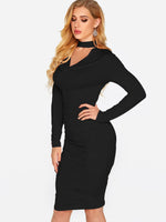 OEM Ladies Black Midi Dresses