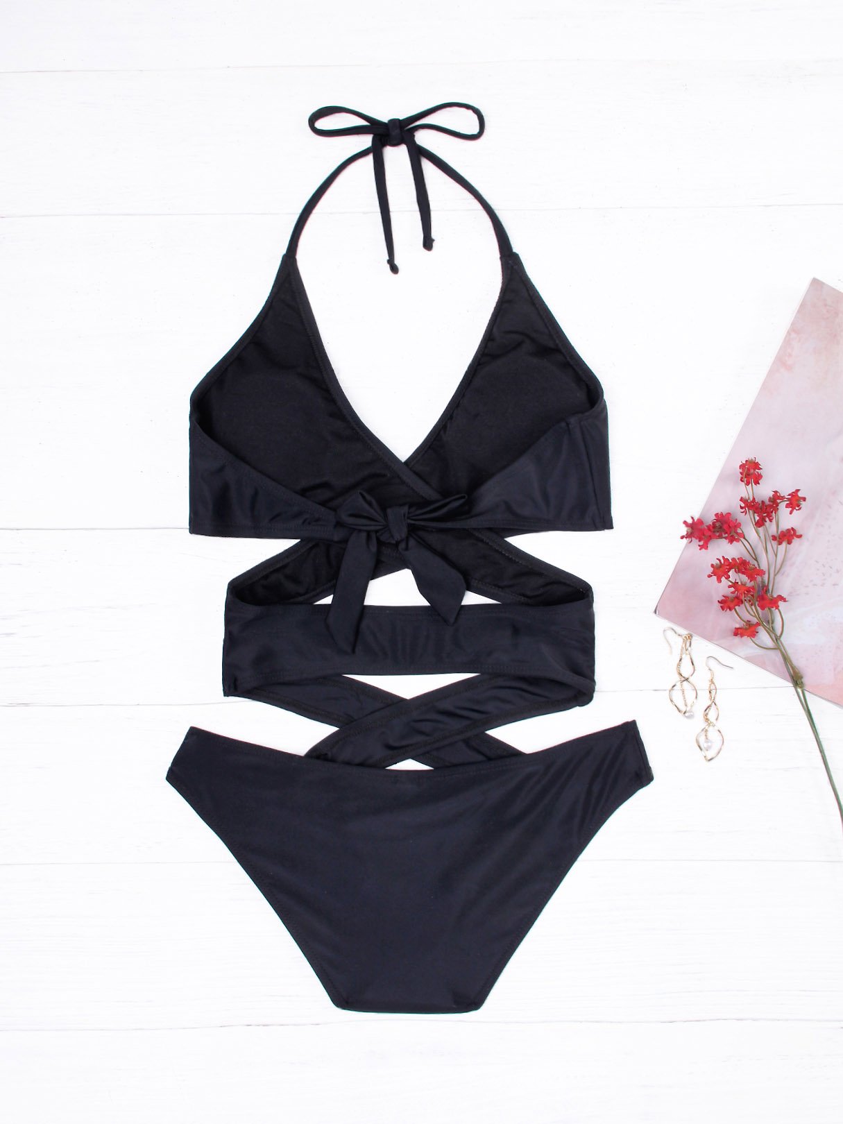 NEW FEELING Womens Black One-Pieces