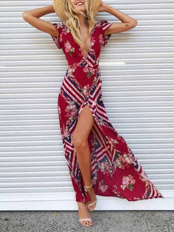 OEM Ladies Red Maxi Dresses