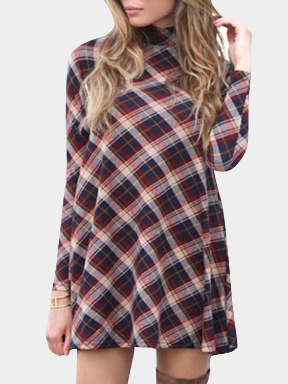 NEW FEELING Womens Grid Casual Dresses
