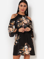 OEM Ladies Black Floral Dresses