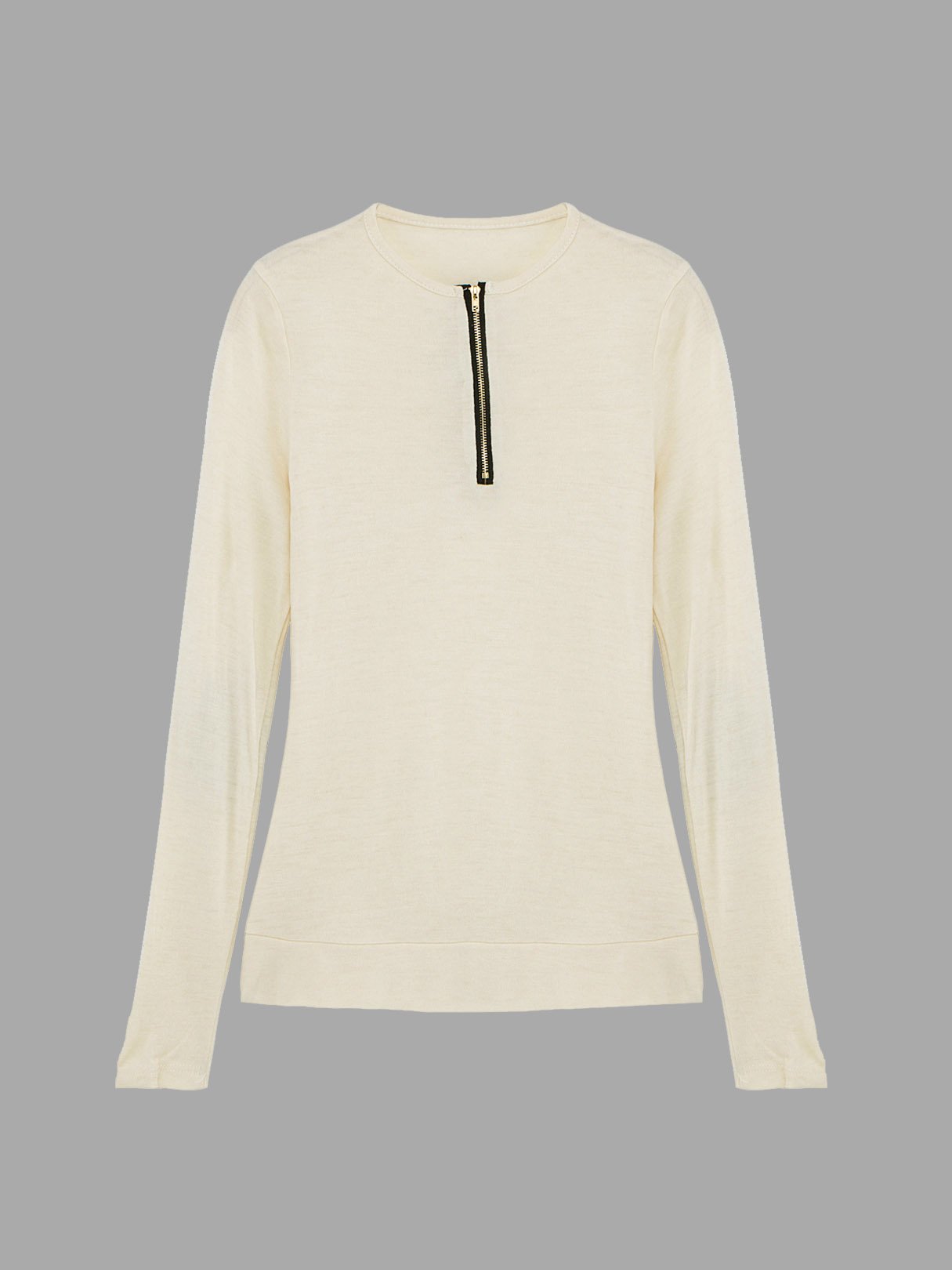 Wholesale Perkins Collar Long Sleeve Beige Top