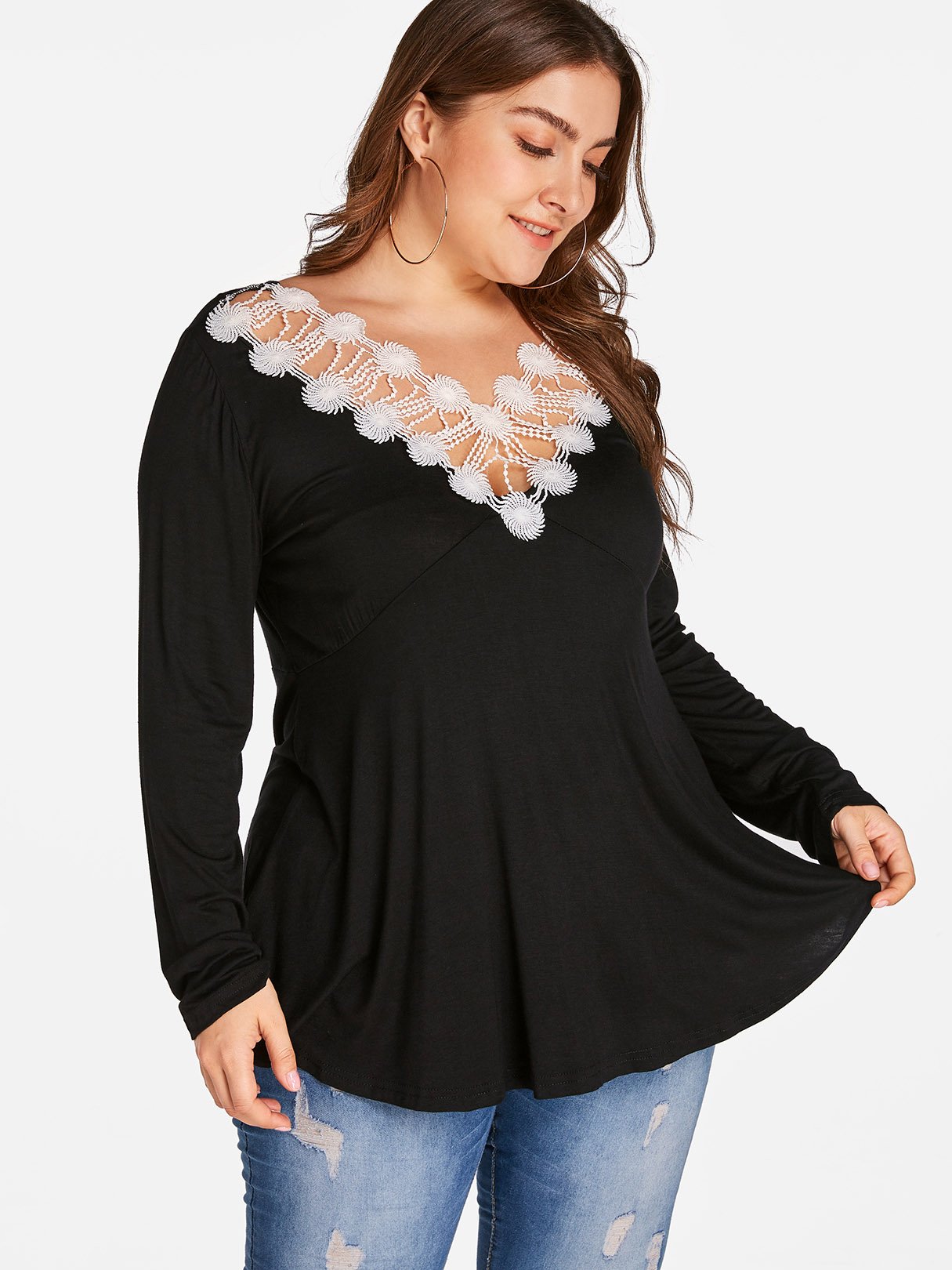 OEM Ladies Black Plus Size Tops