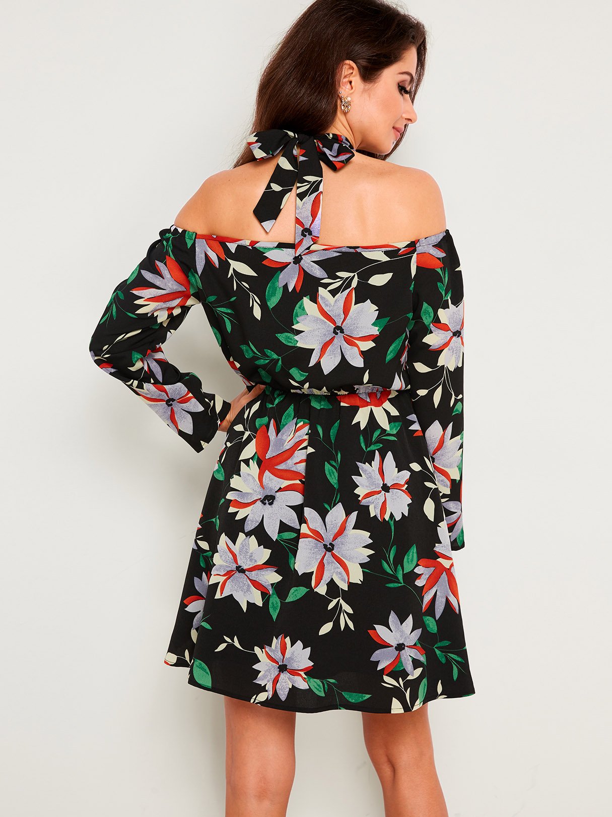 NEW FEELING Womens Black Floral Dresses