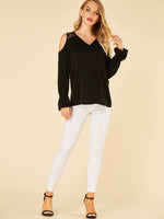 NEW FEELING Womens Black Blouses