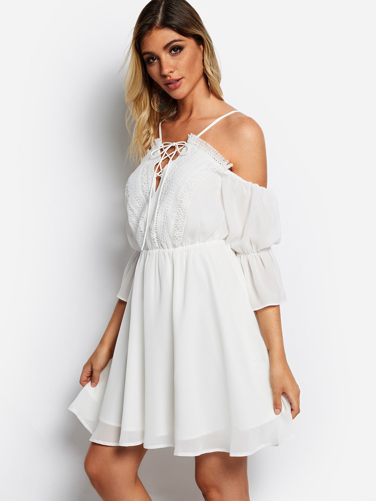 OEM Ladies White Mini Dresses