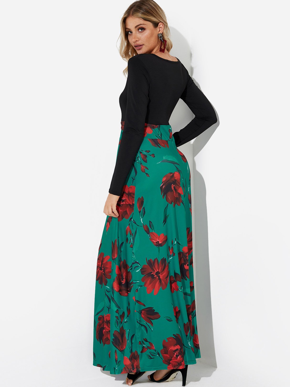 NEW FEELING Womens Green Floral Dresses