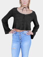 Wholesale Round Neck Long Sleeve Black Tee