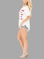 Wholesale One Shoulder Printed Short Sleeve White T-Shirts
