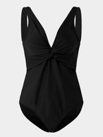 Wholesale V-Neck Sleeveless Plain Crossed Front Backless One-Pieces Swimwears