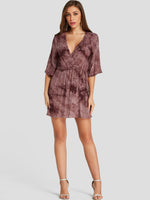 NEW FEELING Womens Rust V-Neck Dresses
