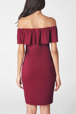 NEW FEELING Womens Burgundy Off The Shoulder Dresses