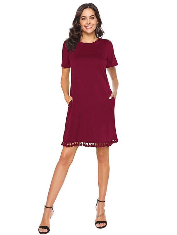 NEW FEELING Womens Red Casual Dresses