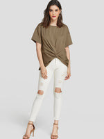 NEW FEELING Womens Khaki T-Shirts