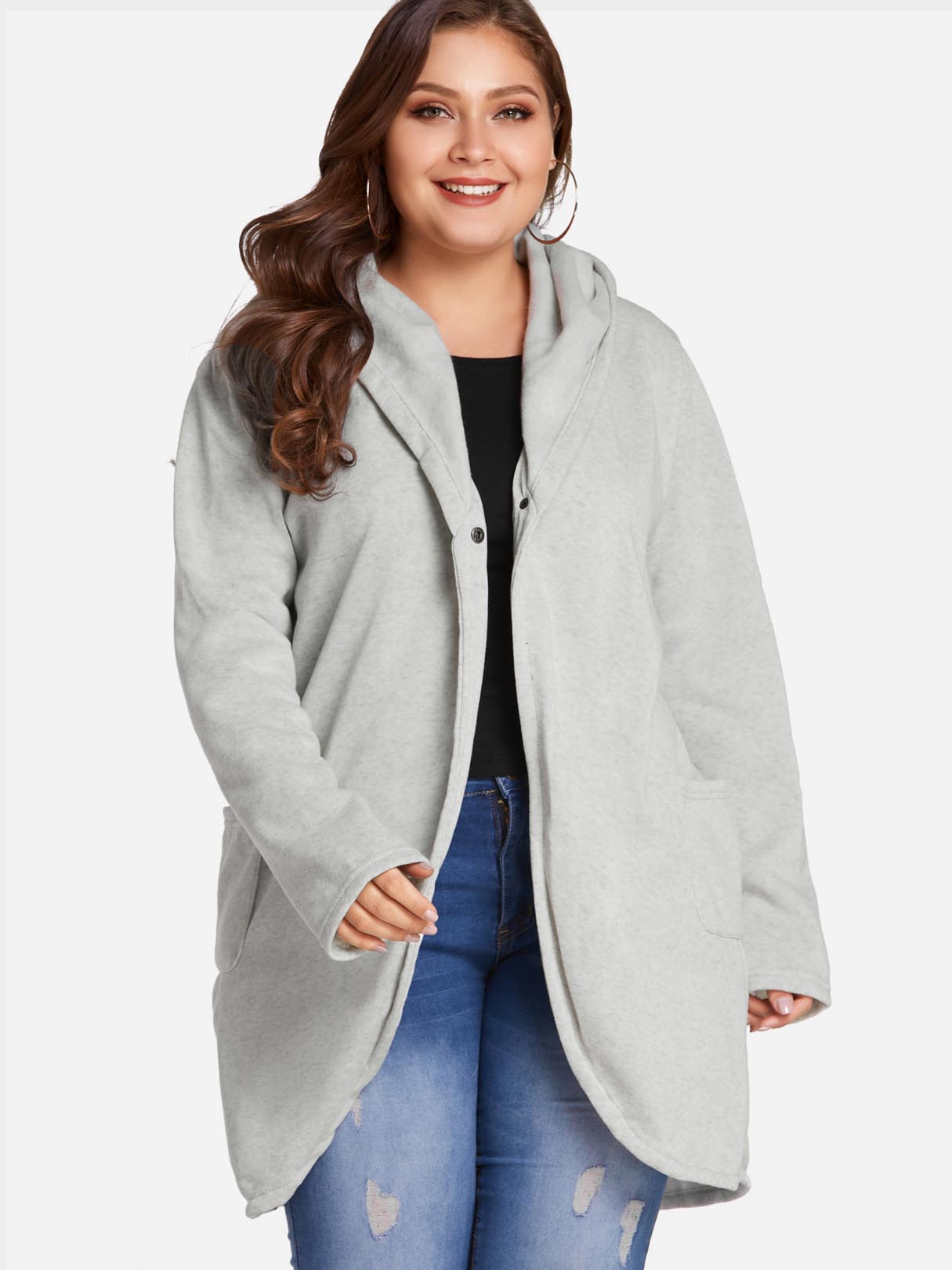 OEM Ladies Light Grey Plus Size Coats & Jackets