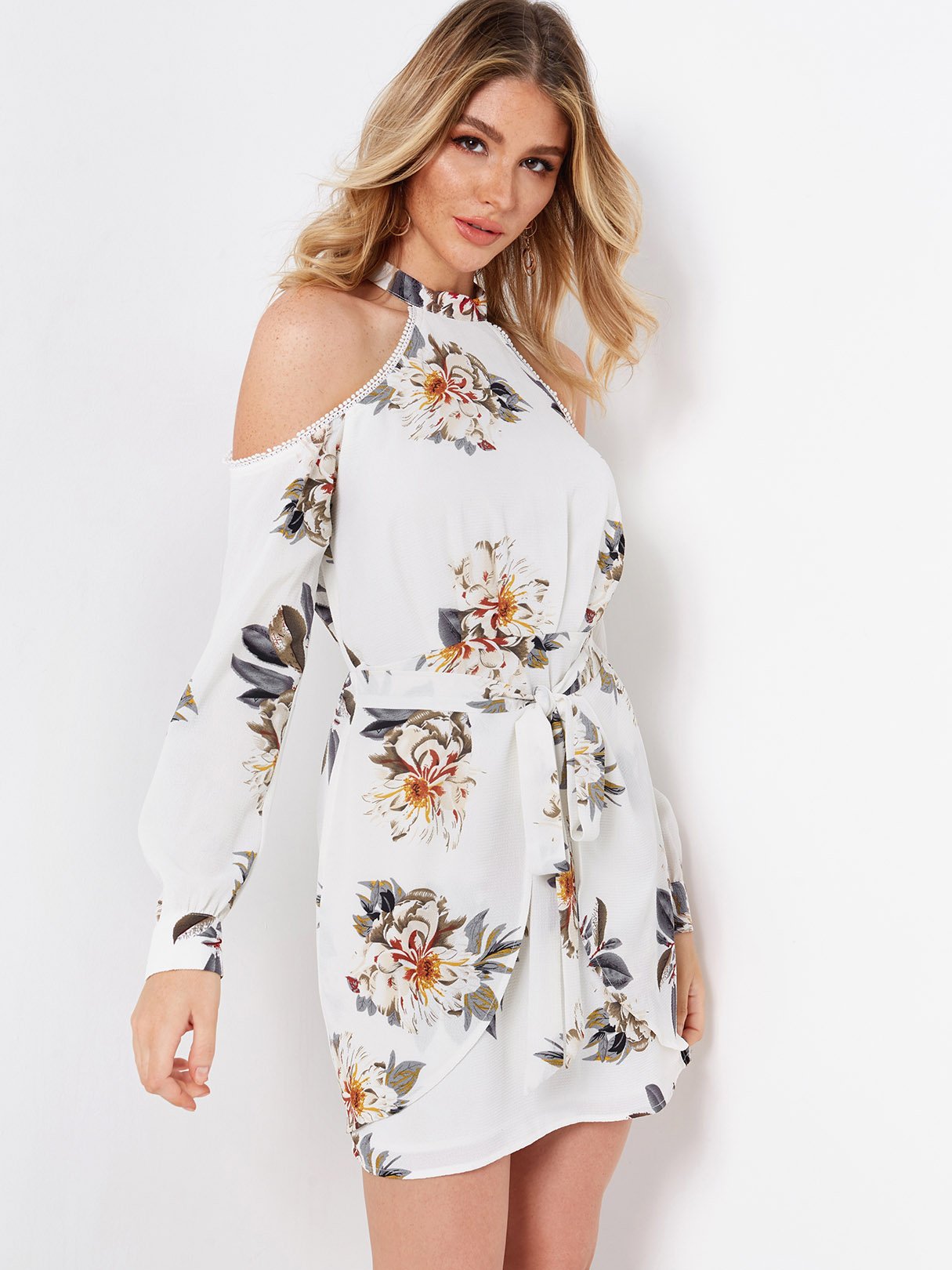 OEM Ladies White Floral Dresses