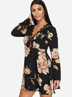 OEM Ladies Black Floral Dresses