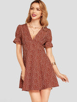 OEM Ladies Red Floral Dresses