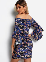 NEW FEELING Womens Blue Floral Dresses