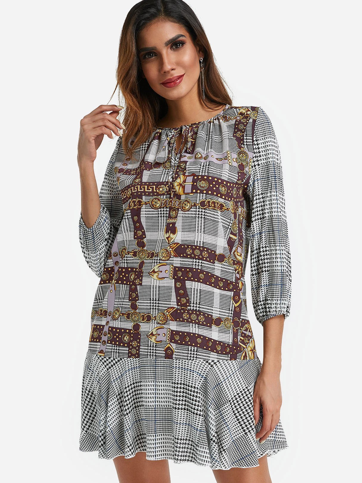 ODM Ladies 3/4 Sleeve Casual Dresses