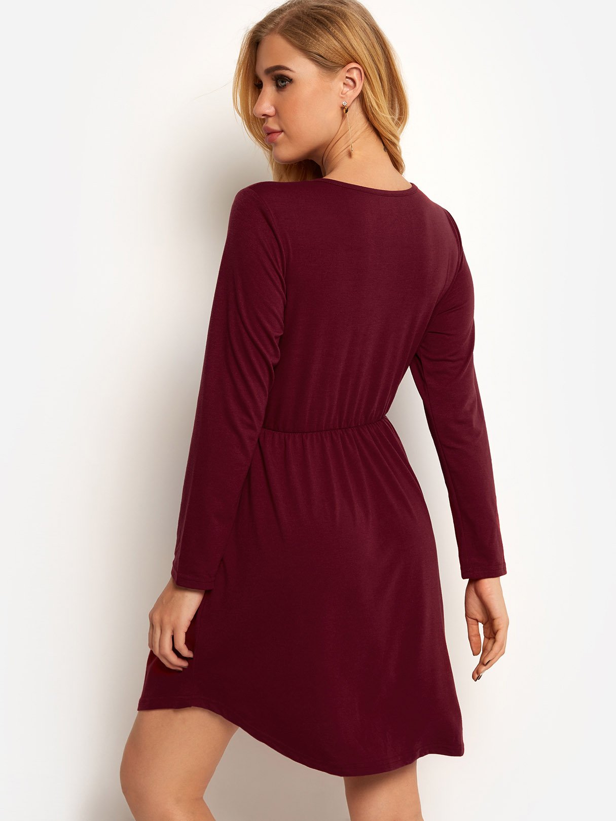 NEW FEELING Womens Burgundy Casual Dresses