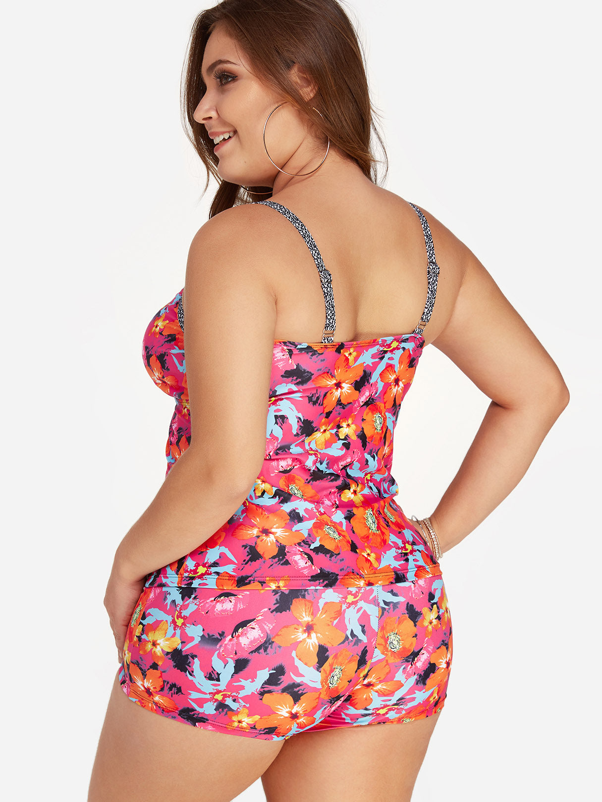NEW FEELING Womens Floral Plus Size Swimwear