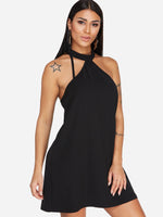 Wholesale Black Halter Sleeveless Lace Backless Sexy Dresses