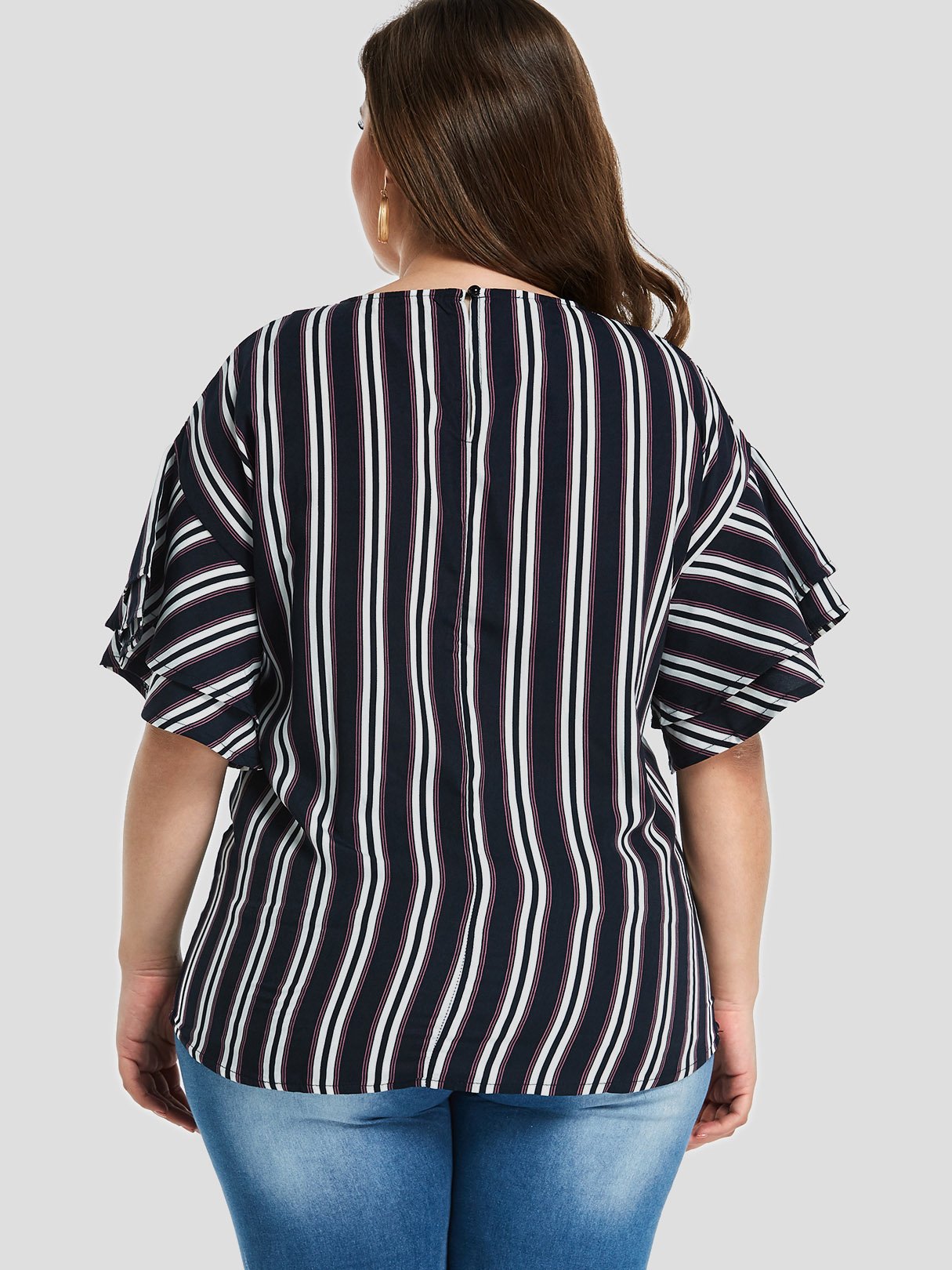 NEW FEELING Womens Striped Plus Size Tops