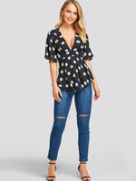 NEW FEELING Womens Black Blouses