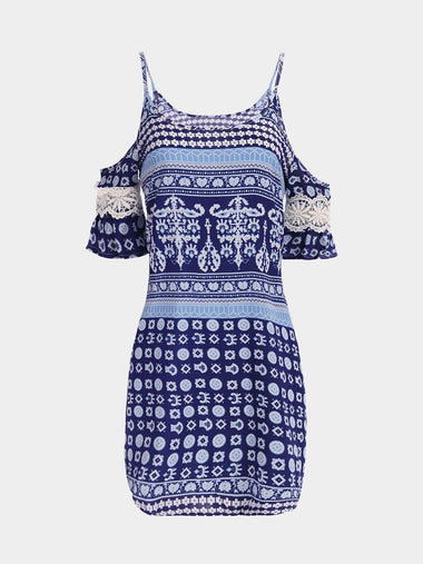 Wholesale Floral Print Lace Mini Dresses