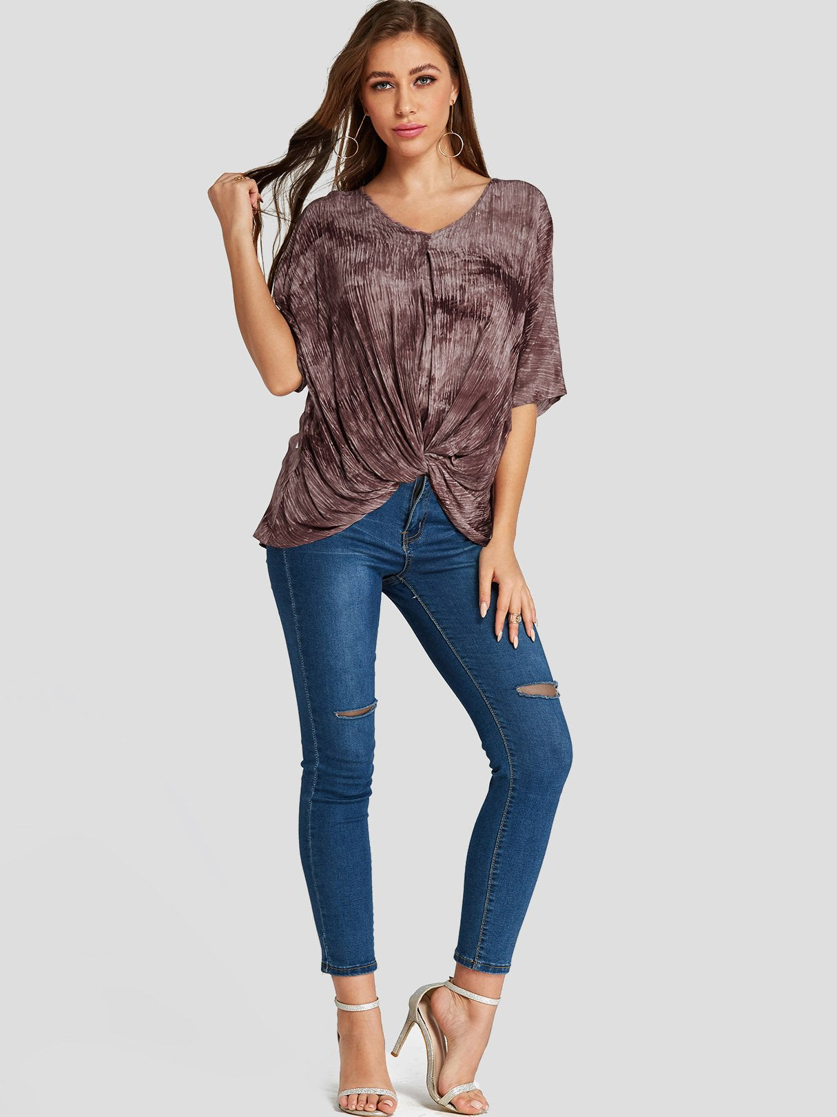 NEW FEELING Womens Rust T-Shirts