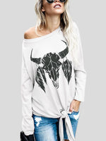 Wholesale Round Neck Tube Top Animal Floral Print Long Sleeve T-Shirts