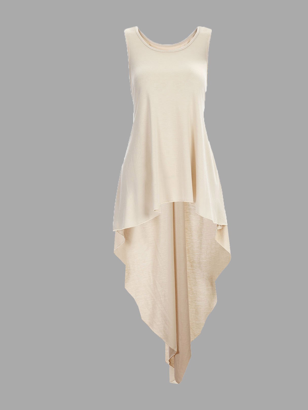 Wholesale Apricot Round Neck Sleeveless Irregular Hem Sexy Dress