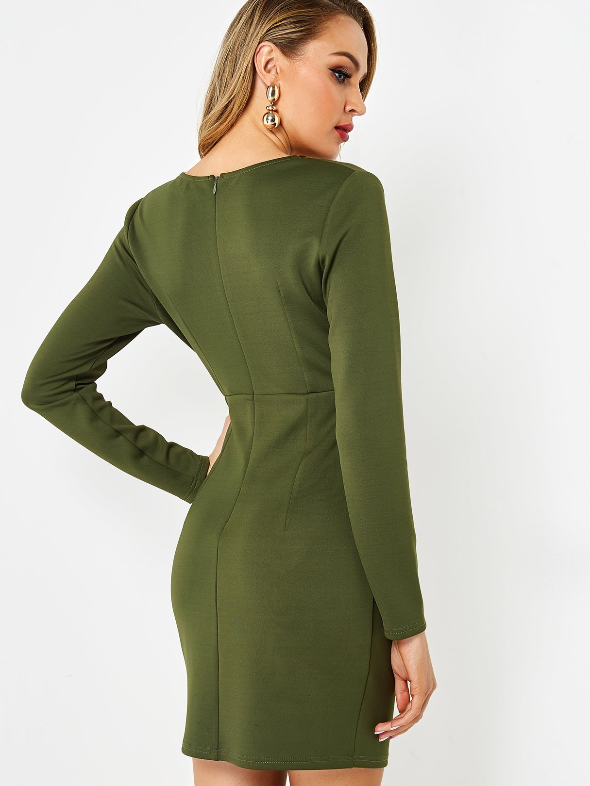 NEW FEELING Womens Army Green Sexy Dresses