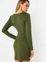NEW FEELING Womens Army Green Sexy Dresses