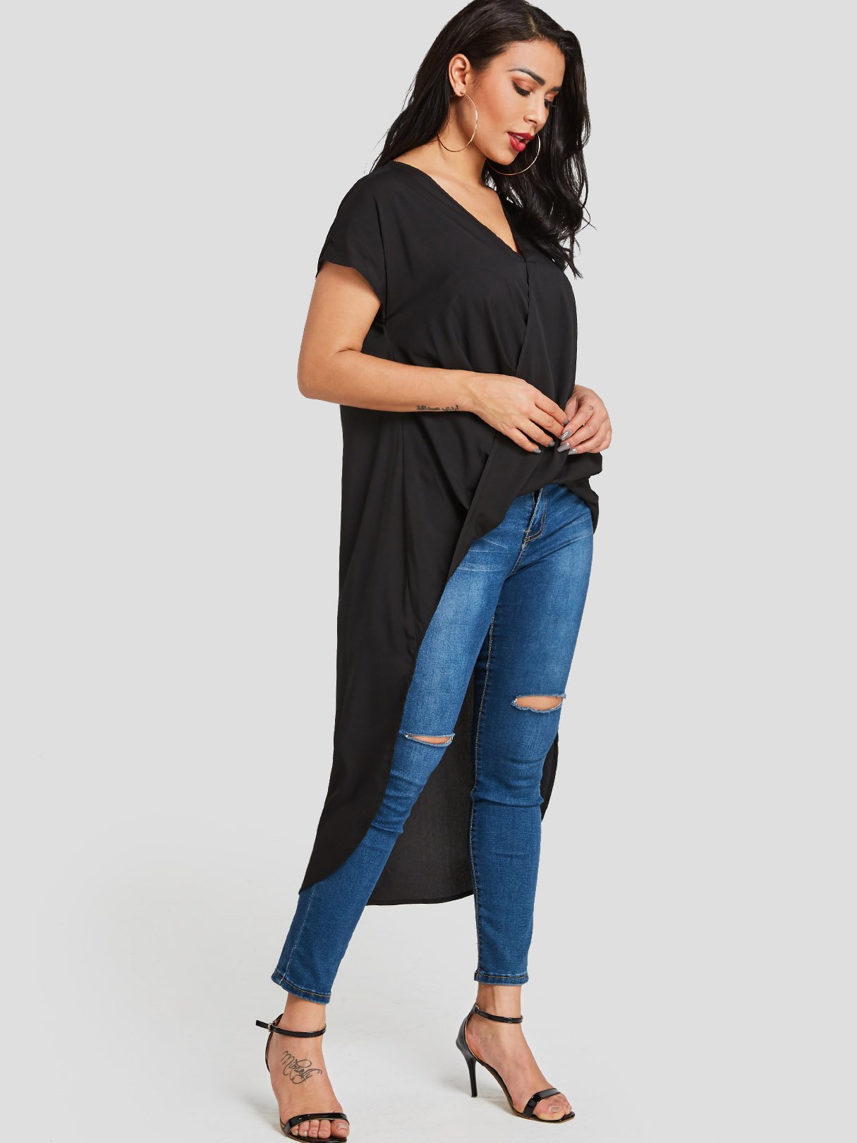 NEW FEELING Womens Black Blouses
