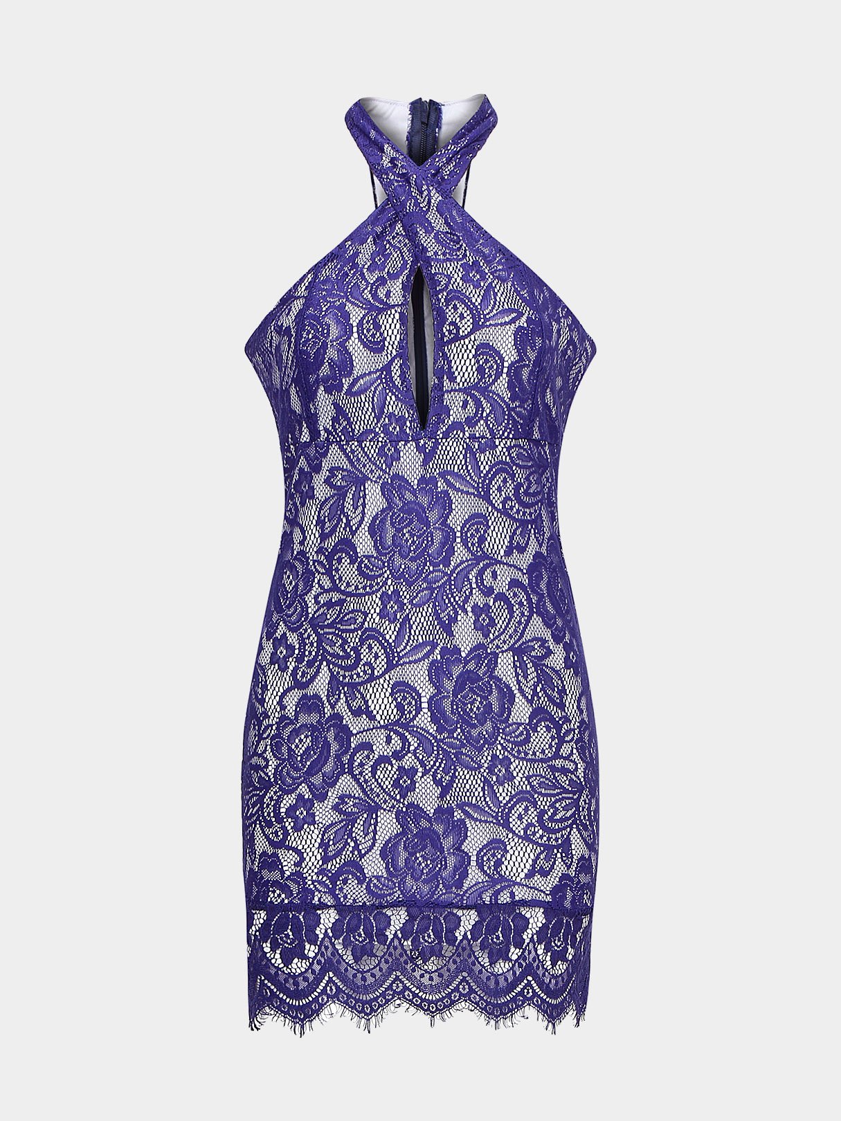 Wholesale Blue Lace Cut Out Sexy Dress