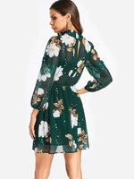 NEW FEELING Womens Green Floral Dresses