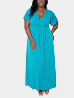Wholesale V-Neck Light Blue Plus Size Maxi Dress