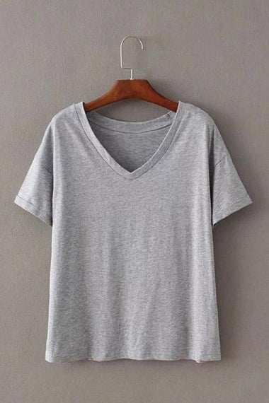 Wholesale V-Neck Plain Grey T-Shirts
