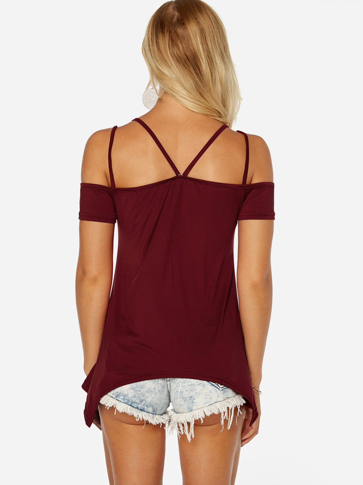 NEW FEELING Womens Burgundy T-Shirts