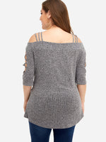 NEW FEELING Womens Grey Plus Size Tops