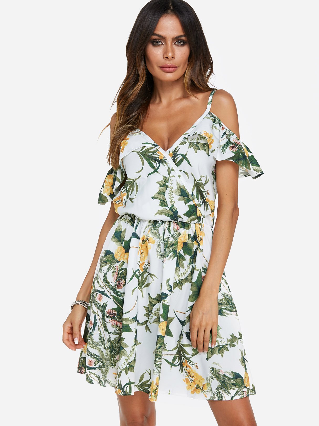 OEM Ladies White Floral Dresses