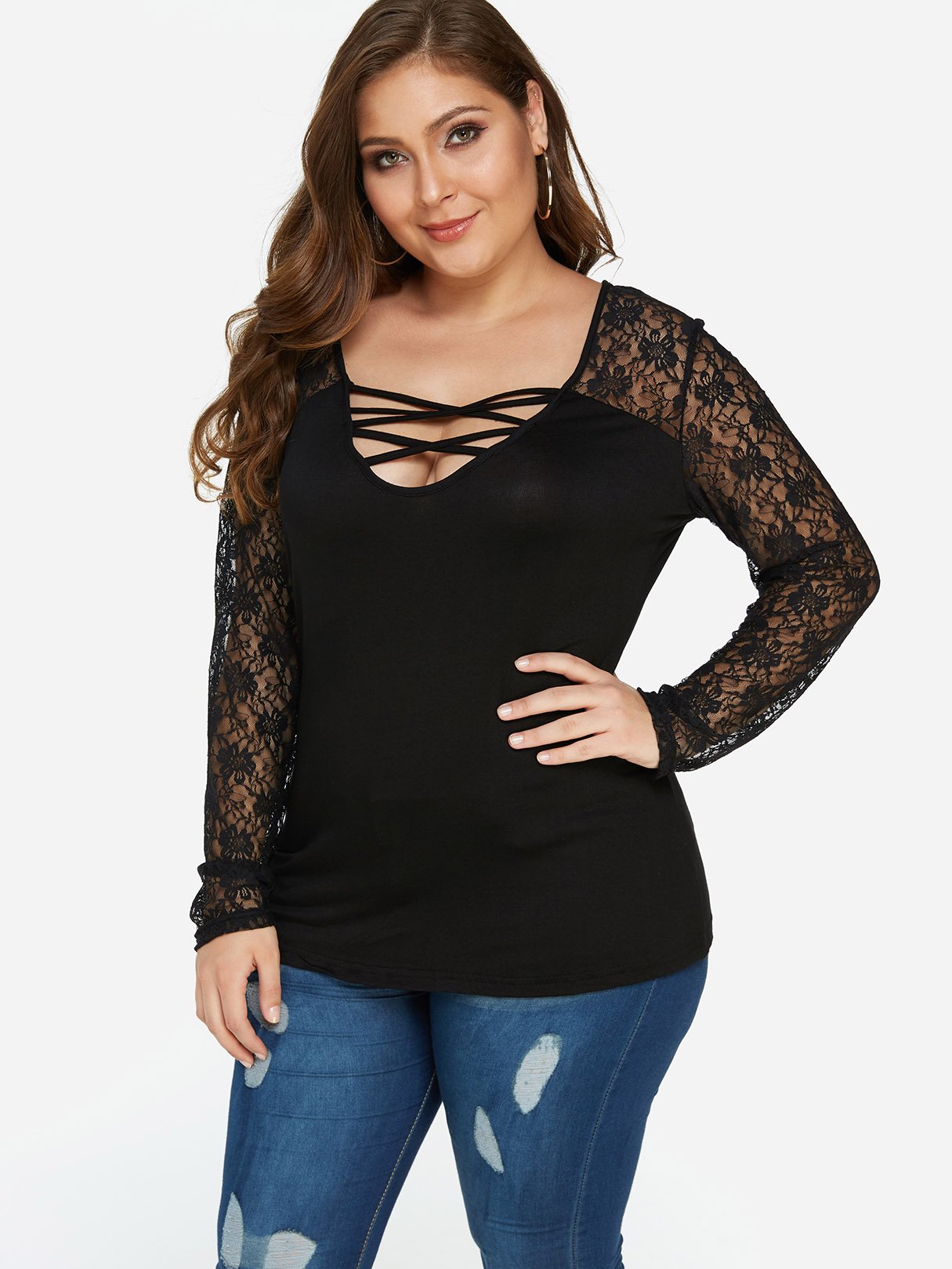 OEM Ladies Black Plus Size Tops