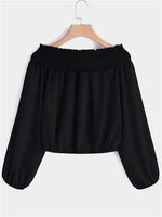 NEW FEELING Womens Black Blouses