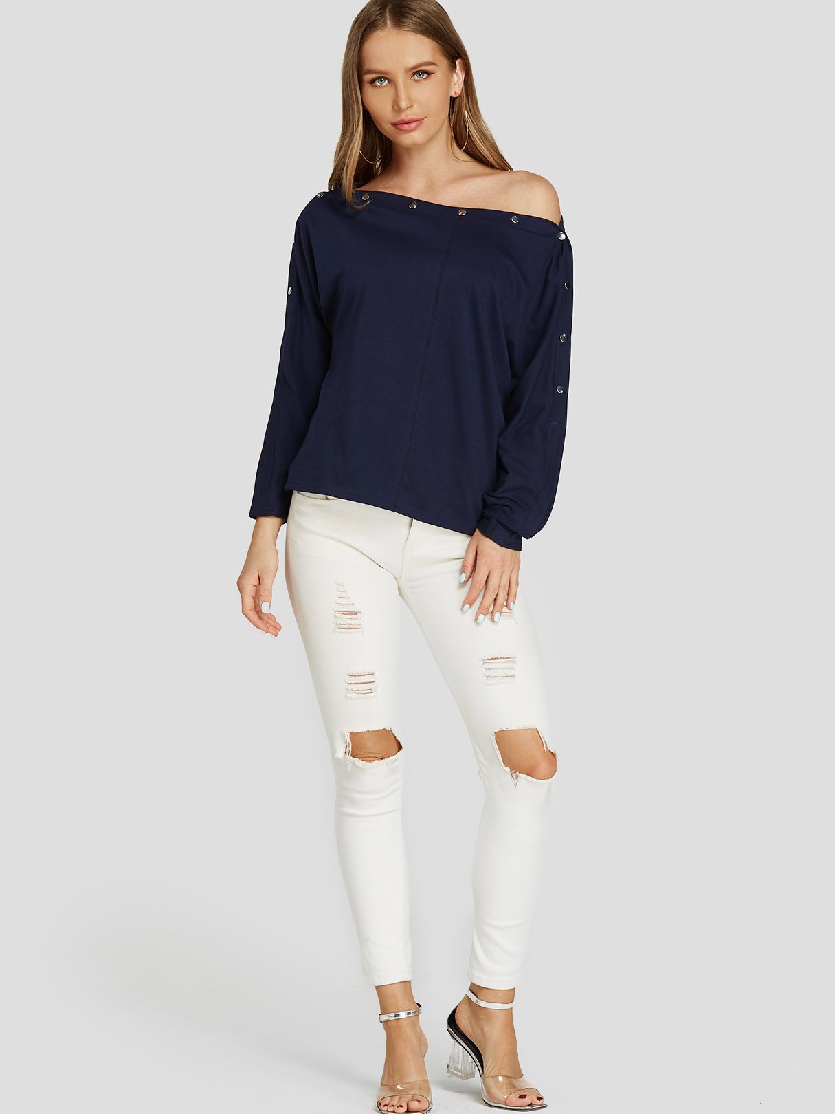 NEW FEELING Womens Navy Blouses