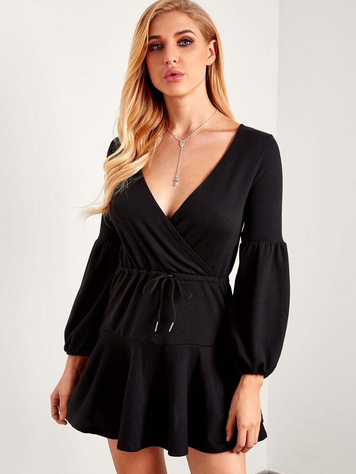 OEM ODM Ladies Grey V-Neck Dresses