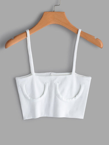 Wholesale Square Neck Plain Spaghetti Strap Sleeveless White Camis