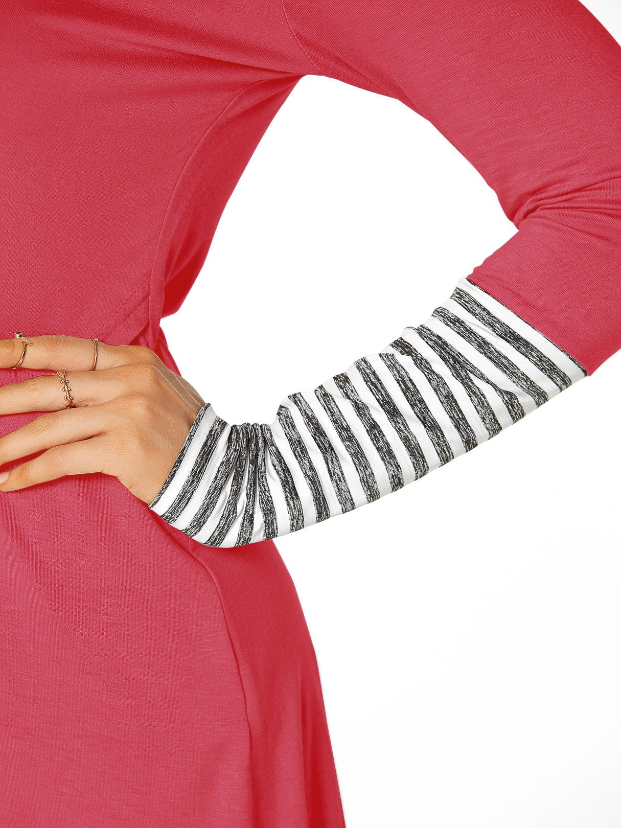 Custom Ladies Red And White Striped Top