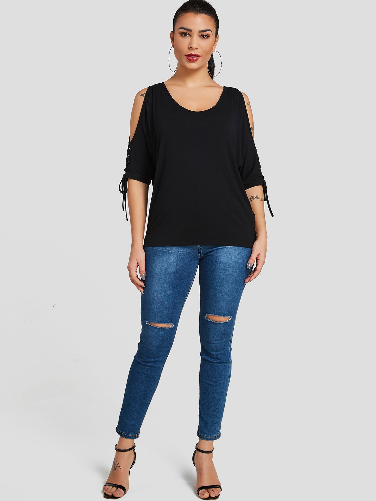 NEW FEELING Womens Black T-Shirts